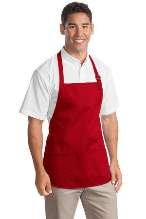 Port Authority Medium Length Apron with Pouch Pockets.  A510 Red