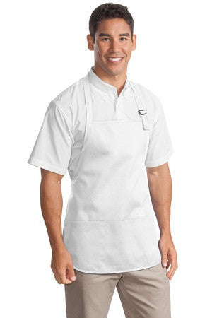 Port Authority Medium Length Apron with Pouch Pockets.  A510 White