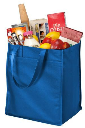 Port & Company - Extra-Wide Polypropylene Grocery Tote. B160 Royal