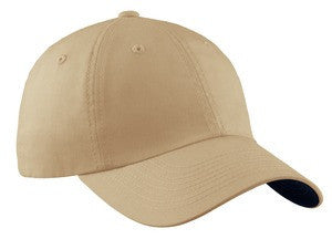 Port Authority Brushed Canvas Cap with Contrast Underbill.  C805 Stone/bright navy