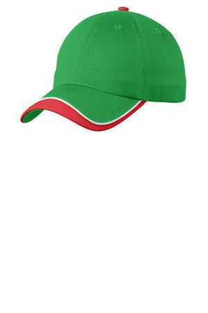 Port Authority Double Visor Cap. C828 Green/ Red/ White