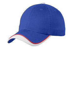 Port Authority Double Visor Cap. C828 Royal/ White/ Red