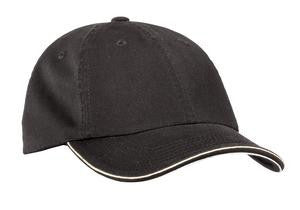 Port Authority Double Piping Sandwich Bill Cap.  C839 Black/Stone/White
