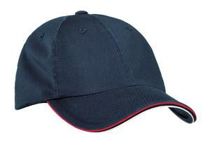 Port Authority Double Piping Sandwich Bill Cap.  C839 Classic Navy/Red/White