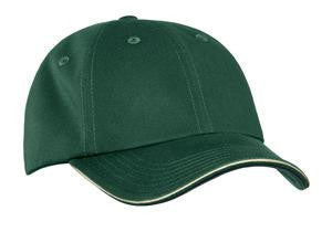 Port Authority Double Piping Sandwich Bill Cap.  C839 Hunter/Stone/Classic Navy