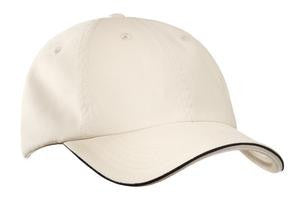 Port Authority Double Piping Sandwich Bill Cap.  C839 Stone/Black/White
