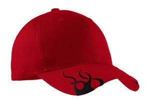 Port Authority Racing Cap with Flames.  C857 Red/black