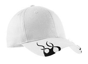 Port Authority Racing Cap with Flames.  C857 White/black