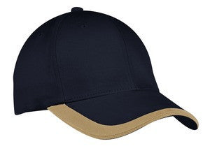 Port Authority Contrast Stripe Sandwich Bill Cap.  C867 Navy/khaki