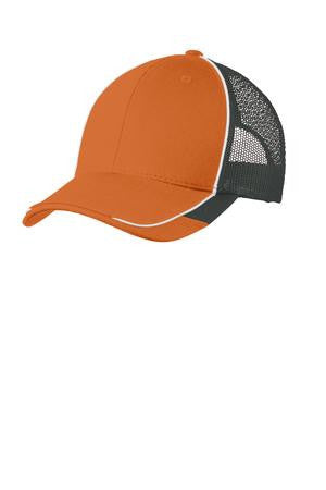 Port Authority Colorblock Mesh Back Cap. C904 Flare Orange/ White/ Magnet Grey