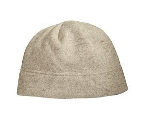 Port Authority Heathered Knit Beanie. C917 Oatmeal Heather/Brown