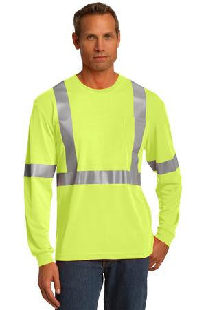 CornerStone ANSI 107 Class 2 Long Sleeve Safety T-Shirt. CS401LS Safety Yellow/ Reflective