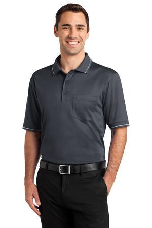 CornerStone Select Snag-Proof Tipped Pocket Polo. CS415 Charcoal/ Light Grey