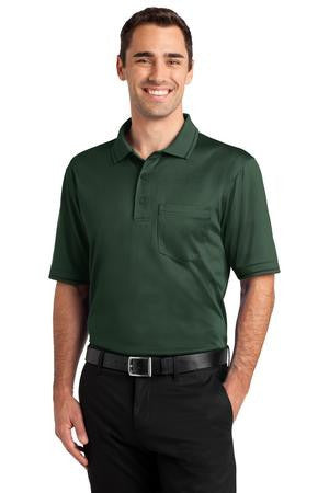 CornerStone Select Snag-Proof Tipped Pocket Polo. CS415 Dark Green/ Black