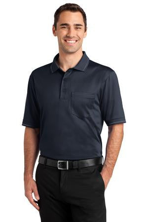 CornerStone Select Snag-Proof Tipped Pocket Polo. CS415 Dark Navy/ Smoke Grey