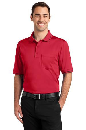 CornerStone Select Snag-Proof Tipped Pocket Polo. CS415 Red/ black
