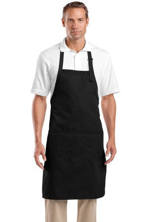 CornerStone - Adjustable Bib Apron with Three Pockets.  CS700 Black