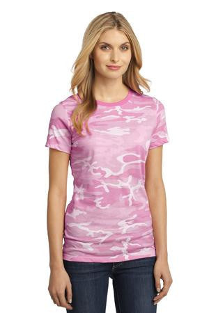 District Made - Ladies Perfect Weight Camo Crew Tee DM104CL Pink camo
