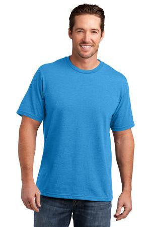 District Made Mens Perfect Blend Crew Tee. DM108 Heathered bright turquoise