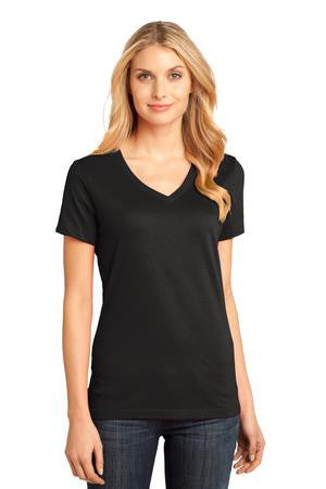 District Made - Ladies Perfect Weight V-Neck Tee. DM1170L Jet black