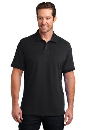 District Made Mens Stretch Pique Polo. DM325 Black