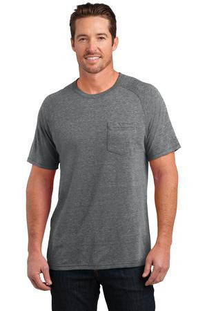 District Made Mens Tri-Blend Pocket Tee. DM340 Grey heather