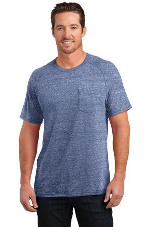 District Made Mens Tri-Blend Pocket Tee. DM340 Navy heather
