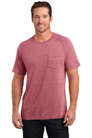 District Made Mens Tri-Blend Pocket Tee. DM340 Red heather