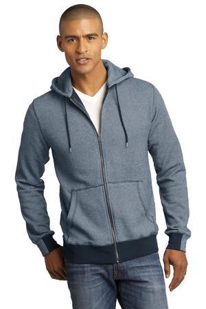 District Made - Mens Mini Stripe Full-Zip Hoodie. DM390 New navy/white