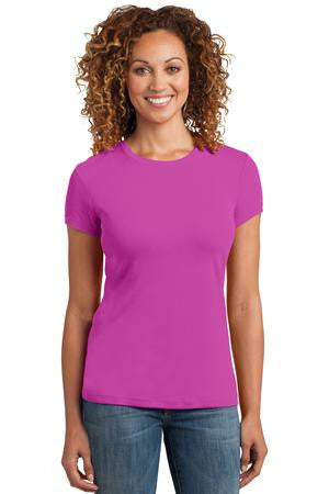 District Made Ladies Mini Rib Crew Tee. DM400 Pink raspberry