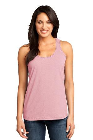 District Made - Ladies Mini Stripe Gathered Racerback Tank. DM421 Coral