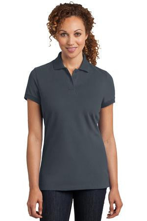 District Made Ladies Stretch Pique Polo. DM425 Grey smoke