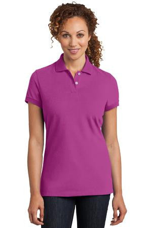 District Made Ladies Stretch Pique Polo. DM425 a Pink raspberry