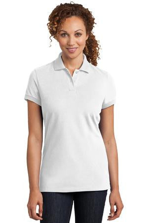 District Made Ladies Stretch Pique Polo. DM425 White