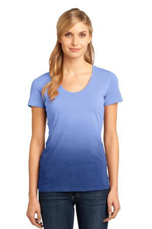 District Made - Ladies Dip Dye Rounded Deep V-Neck Tee. DM4310 Dark blue