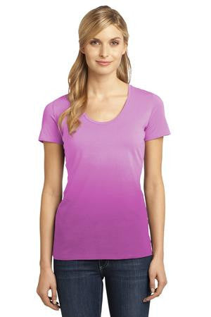 District Made - Ladies Dip Dye Rounded Deep V-Neck Tee. DM4310 Pink raspberry