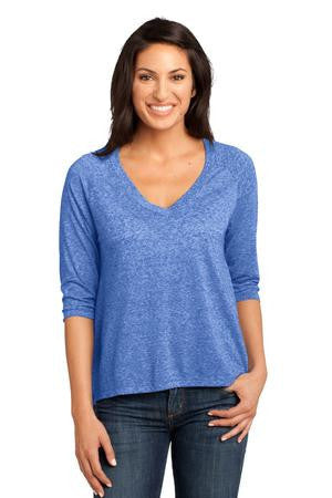 District Made - Ladies Microburn V-Neck Raglan Tee. DM462 Deep royal