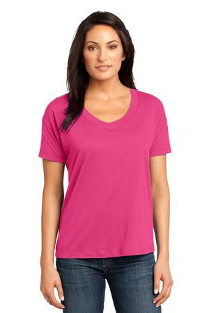 District Made - Ladies Modal Blend Relaxed V-Neck Tee. DM480 Dark fuchsia