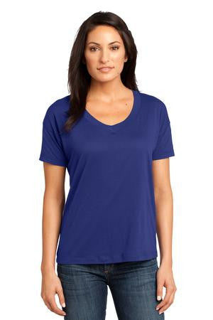 District Made - Ladies Modal Blend Relaxed V-Neck Tee. DM480 Lapis blue