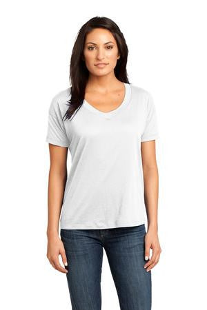 District Made - Ladies Modal Blend Relaxed V-Neck Tee. DM480 White