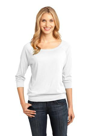 District Made - Ladies Modal Blend 3/4-Sleeve Raglan DM482 White