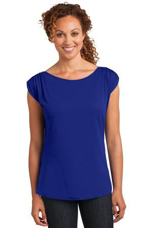 District Made Ladies Modal Blend Gathered Shoulder Tee. DM483 Lapis blue