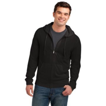 District Young Mens Lightweight Jersey Full-Zip Hoodie. DT1100 Black