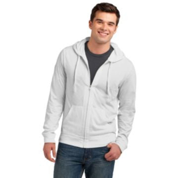 District Young Mens Lightweight Jersey Full-Zip Hoodie. DT1100 White