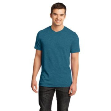 District - Young Mens Gravel 50/50 Notch Crew Tee. DT1400 Turquoise Gravel