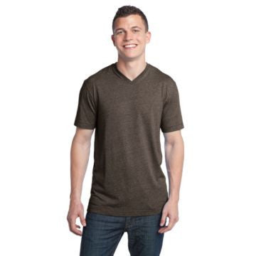 District - Young Mens Tri-Blend V-Neck Tee DT142V Chocolate Heather