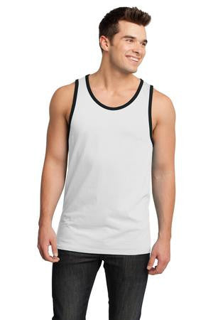 District - Young Mens Cotton Ringer Tank DT1500 White/black