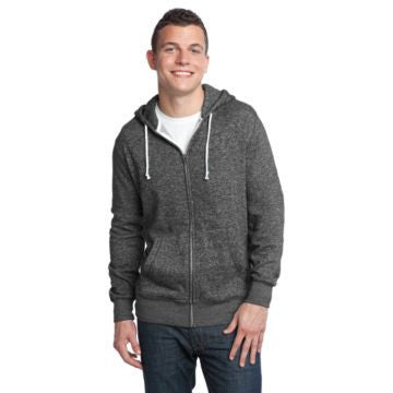 District - Young Mens Marled Fleece Full-Zip Hoodie DT192 Marled Black