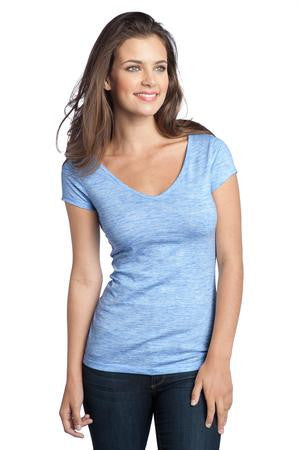 District - Juniors Extreme Heather Cap Sleeve V-Neck Tee DT2001 Blue