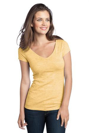District - Juniors Extreme Heather Cap Sleeve V-Neck Tee DT2001 Yellow